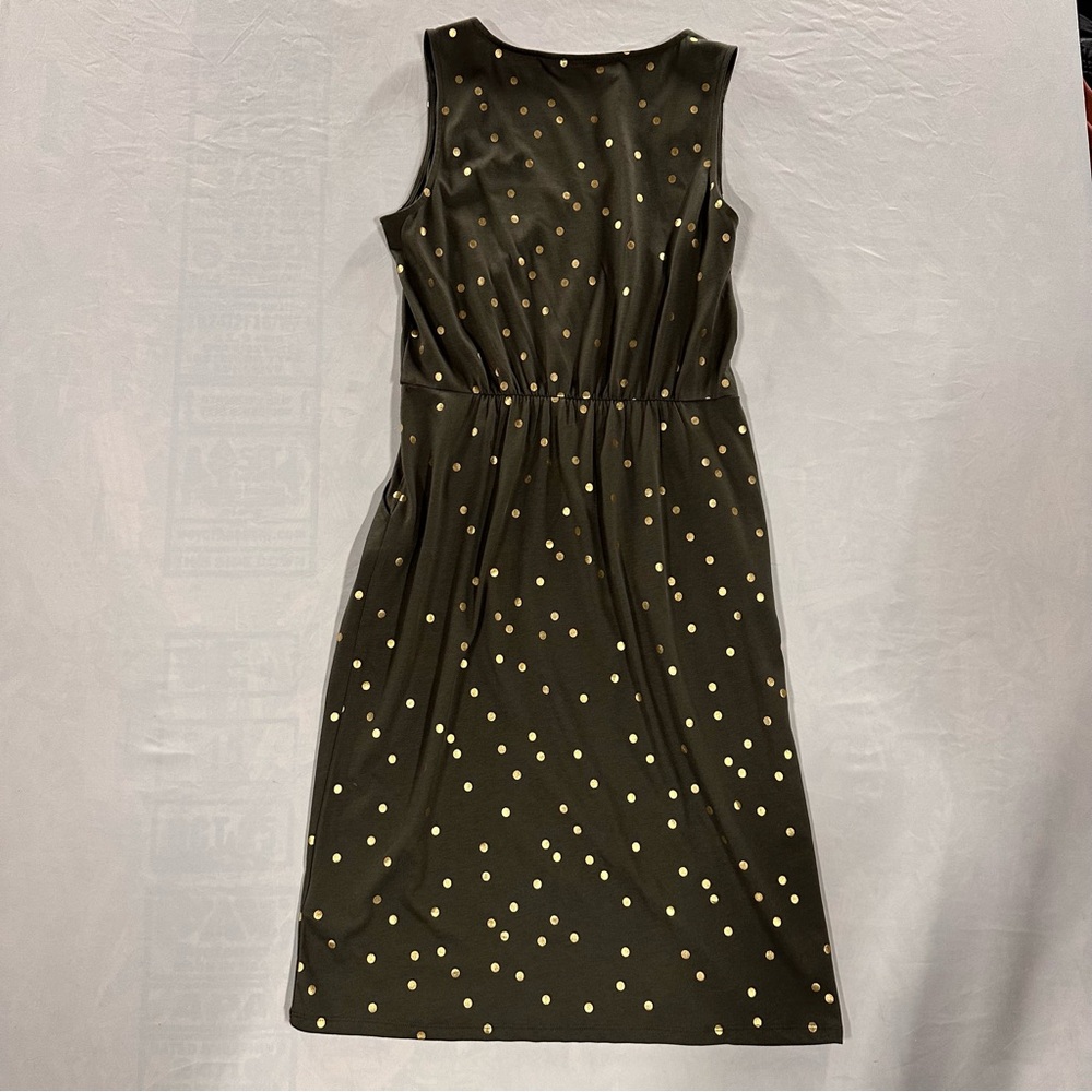Boden Melinda dress women’s size 8l olive green with gold polka dots - Picture 4 of 6